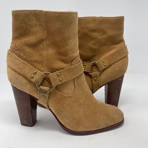 Frye Women's Mid-Calf Suede Blocked Heel Ankle Boots Tan Size 7.5
